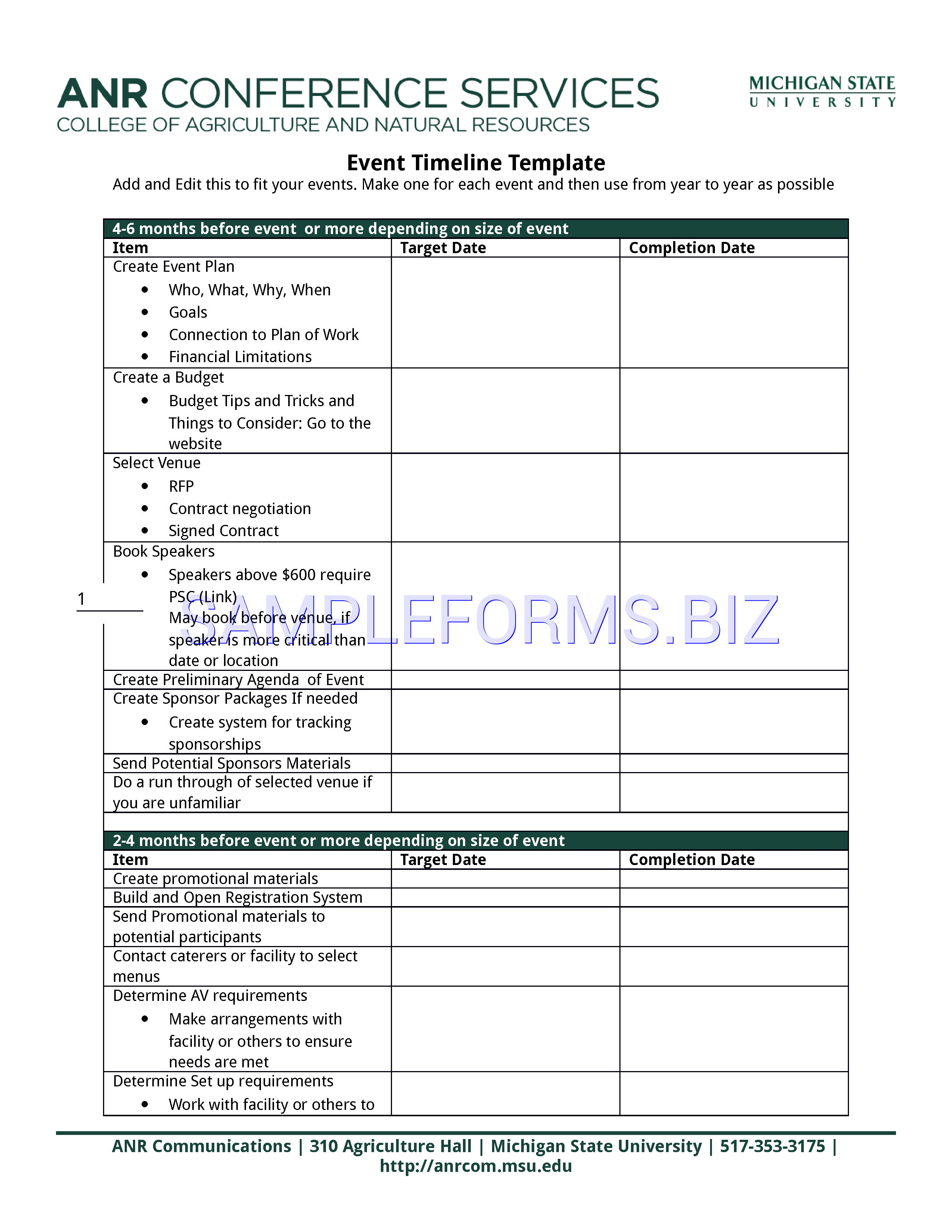 Preview free downloadable Event Timeline Template in PDF (page 1)
